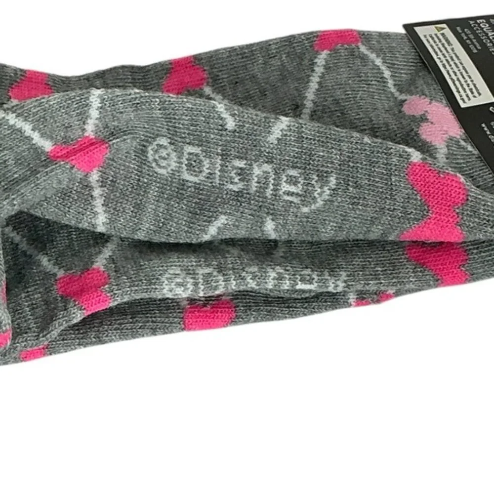 Disney Minnie Mouse Crew Socks Novelty Casual Pink Gray Adult 9-13 One Size
